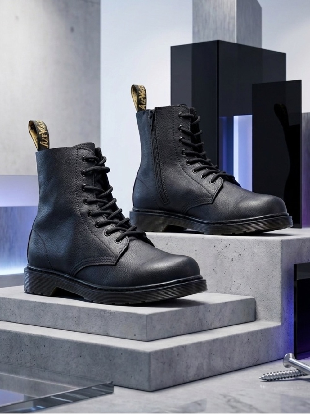 Dr Martens 1460 Pascal Mono Boots Black Genuine Leather Size Ladies 5